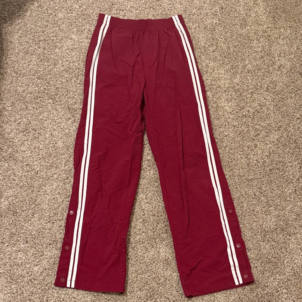 No Boundaries Burgundy Pants with White Stripes